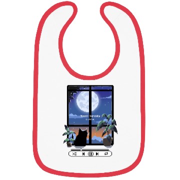 Discover Pixel Lofi Black Cat Moonlit Serenity Bibs