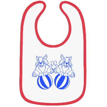 Discover 2 cats playing ball beach stand fun circus friends Bibs