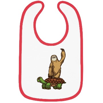 Discover Slothy Napping Sloth Riding Turtle Chilling Sloth Bibs