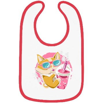 Discover Kitten Kawaii Boba Milk Tea Drinking Cat Bibs