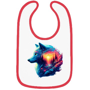 Discover Colorful Wolf and Sunset Forest Bibs