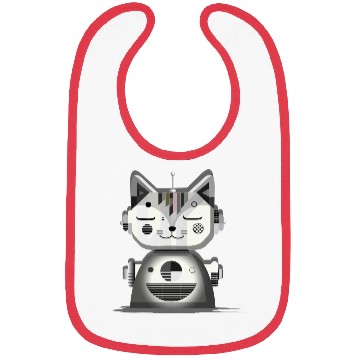 Discover Geometric Robot Cat - Creative Illustration Bibs