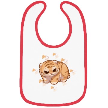 Discover Adorable Tiger Cub with Tropical Leaves Bibs