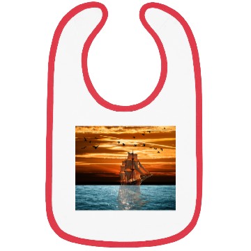 Discover Pirate ship on sea Bibs