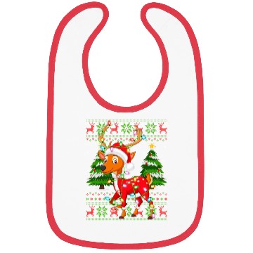 Discover Deer Santa Hat Ugly Christmas Tree Lights Bibs