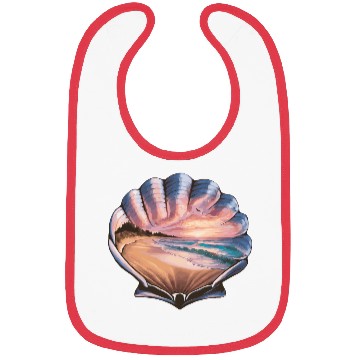 Discover Seashell Beach Scene Serene Ocean Landscape Bibs