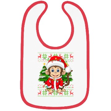 Discover Monkey Santa Hat Ugly Christmas Tree Lights Bibs