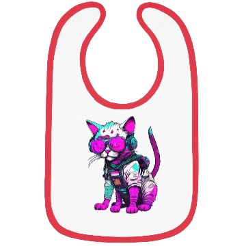 Discover Punk Space Cat with Neon Goggles Bibs