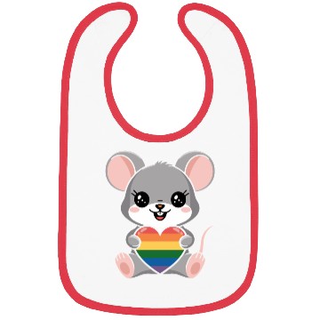Discover LGTBQ Cute Mouse Holding Rainbow Heart Bibs