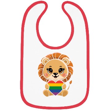 Discover Cute Lion Holding Rainbow Heart LGTBQ Pride Bibs