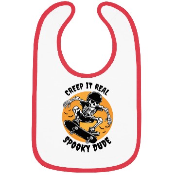 Discover Funny Halloween Design Skeleton Skateboarder Bibs