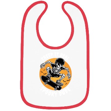 Discover Funny Halloween Design Skeleton Skateboarder Bibs