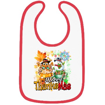 Discover Merry Thanksmas Turkey Snowman Coffee latte cup Bibs