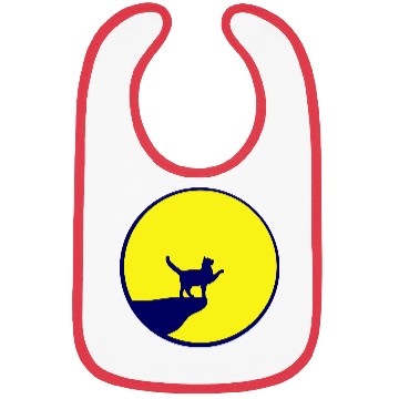 Discover Cat Moon Cliff At Night Werewolf Round Howling Fun Bibs