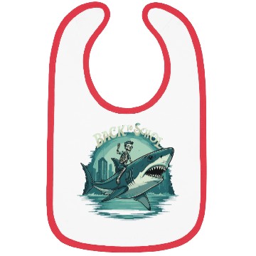 Discover Boys Skeleton Riding a Shark Back to School Bibs