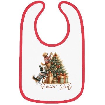 Discover Feelin' Jolly - Cute Dogs Christmas Tree Fun Bibs