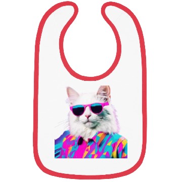 Discover Retro Disco Cat in Neon Shades Bibs
