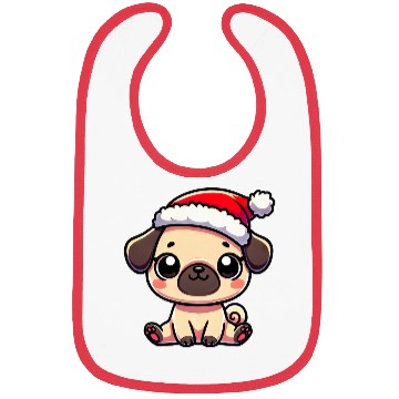 Discover Cute Christmas Pug Cartoon with String Lights Bibs