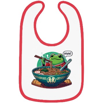 Discover Cute Frog Enjoying Ramen - Oishii! Bibs