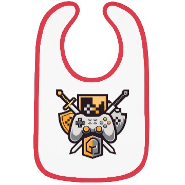 Discover Gaming Logo – Pixel Art Controller and Sword Bibs