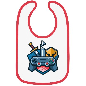 Discover Gaming Logo – Pixel Art Controller and Sword Bibs