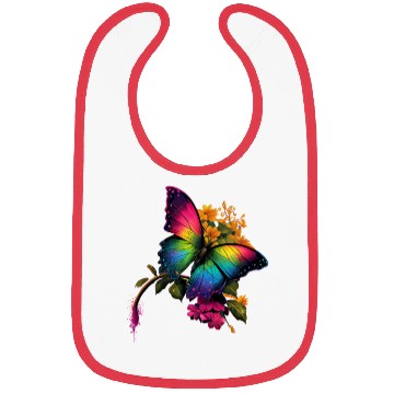 Discover rainbow butterfly on flower Bibs