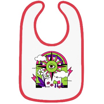Discover Pink ve Green Psychedelic I Need Space Bibs
