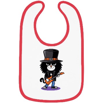 Discover Black and White Cat Playing Guitar Bibs