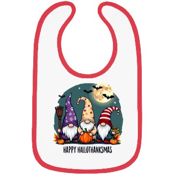 Discover Happy Hallothanksmas Gnomes Celebration with Bats Bibs