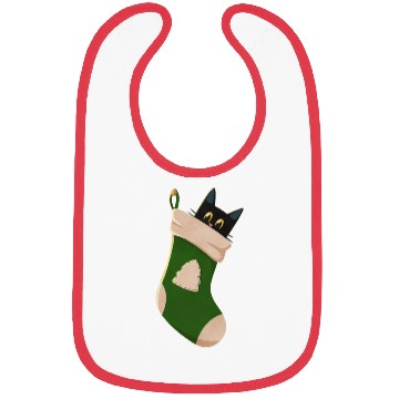 Discover Black cat in Christmas stocking Bibs