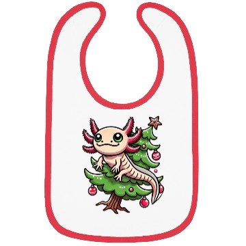Discover Cute Axolotl Christmas Tree Comic Style Bibs
