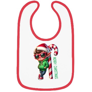 Discover Merry Christmas Cool Elf with Candy Cane Vibes Bibs