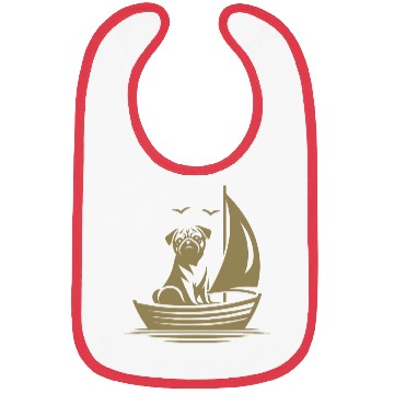 Discover Pug silhouette sailboat minimalist Bibs