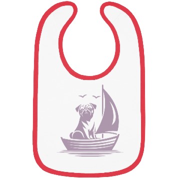Discover Pug silhouette sailboat minimalist Bibs