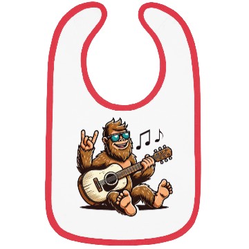 Discover Funny Bigfoot Sasquatch Singing Guitar Playing Bibs