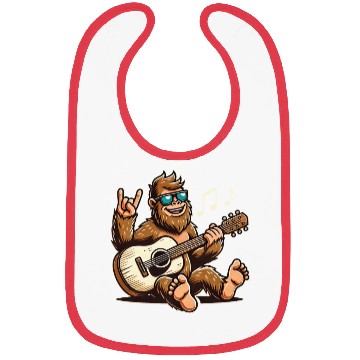 Discover Funny Bigfoot Sasquatch Singing Guitar Playing Bibs
