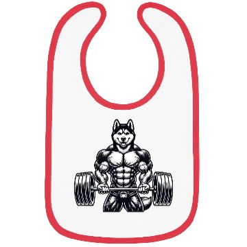 Discover Cool Husky Fitness Bodybuilder Workout Cartoon Bibs
