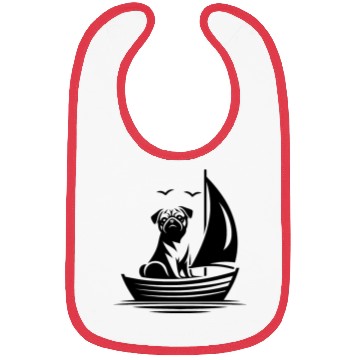 Discover Pug silhouette sailboat minimalist Bibs