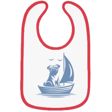 Discover Pug silhouette sailboat minimalist Bibs