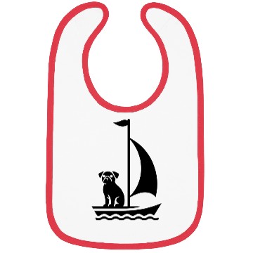 Discover Pug in Boat Silhouette Sailing Minimalist Bibs
