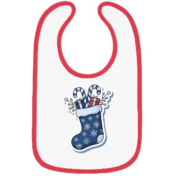Discover Christmas Stocking Candy Canes Blue And White Bibs