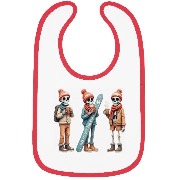 Discover Cozy Winter Skeletons | Snowboard & Coffee Bibs