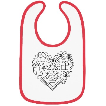 Discover Christmas Line Art Heart Vector Single Color Bibs