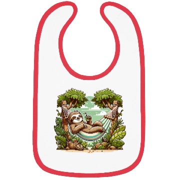 Discover Relaxing Sloth In Hammock Under Palm Trees Bibs