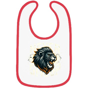 Discover Never Give Up Fiery Lion Motivational Bibs