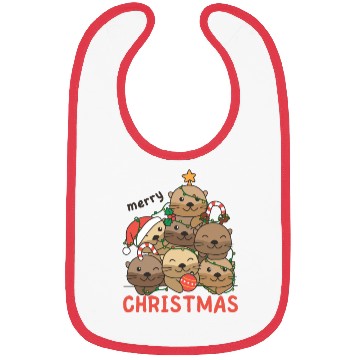 Discover Otter Christmas Tree Merry Christmas Bibs