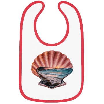 Discover Seashell Beach Scene Serene Ocean Landscape Bibs