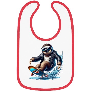 Discover Cool Sloth Skateboarding Adventure Bibs