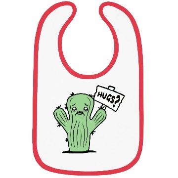 Discover Funny Cactus Sad Face Hugs Sign Lonely Cry Comic Bibs