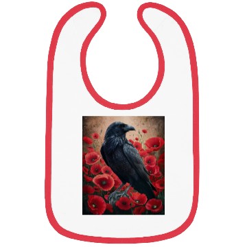 Discover Raven Red Poppies Gothic Nature Art natural Bibs